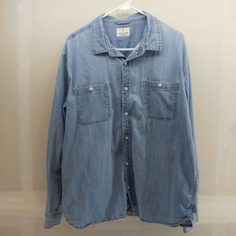 Mutual Weave Shirt Mens XL Stretch Denim Work Cabin Lumberjack Rugged Cotton